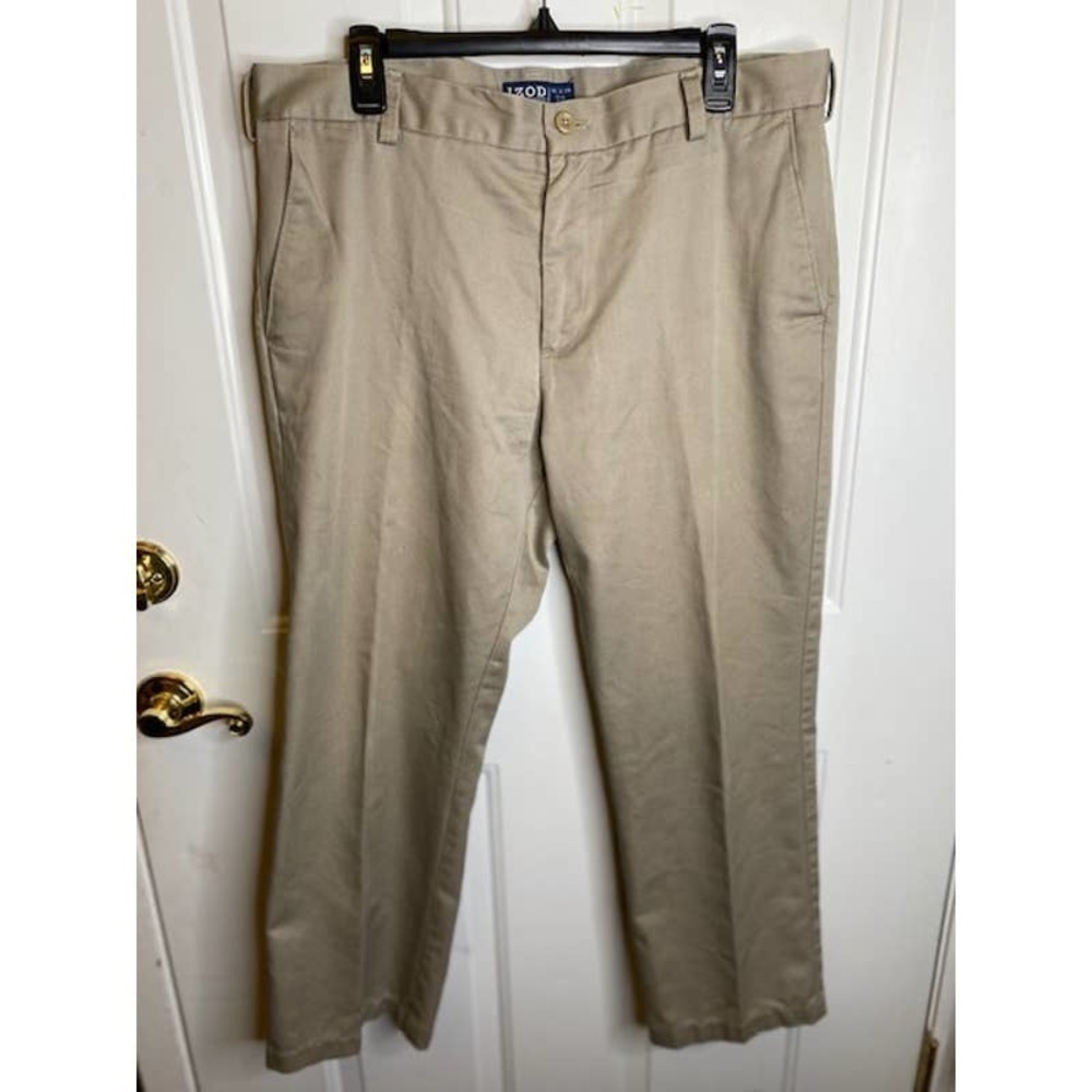 IZOD American Chino Flat Front Slim Fit Pant - Khaki,‎ Waist 36x29